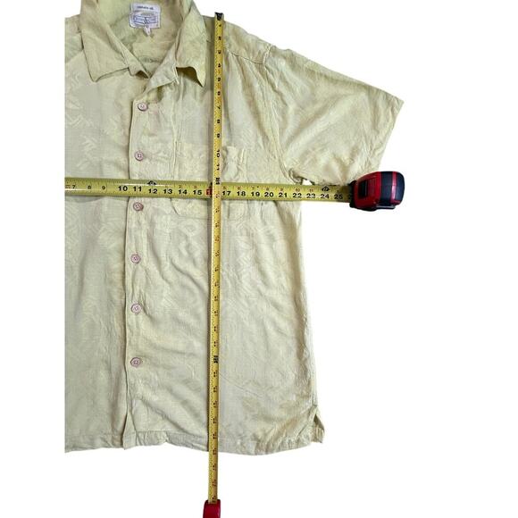 Ocean & Coast Men’s Washable Silk Button Up Short Sleeve Shirt Size L Yellow - Picture 4 of 6